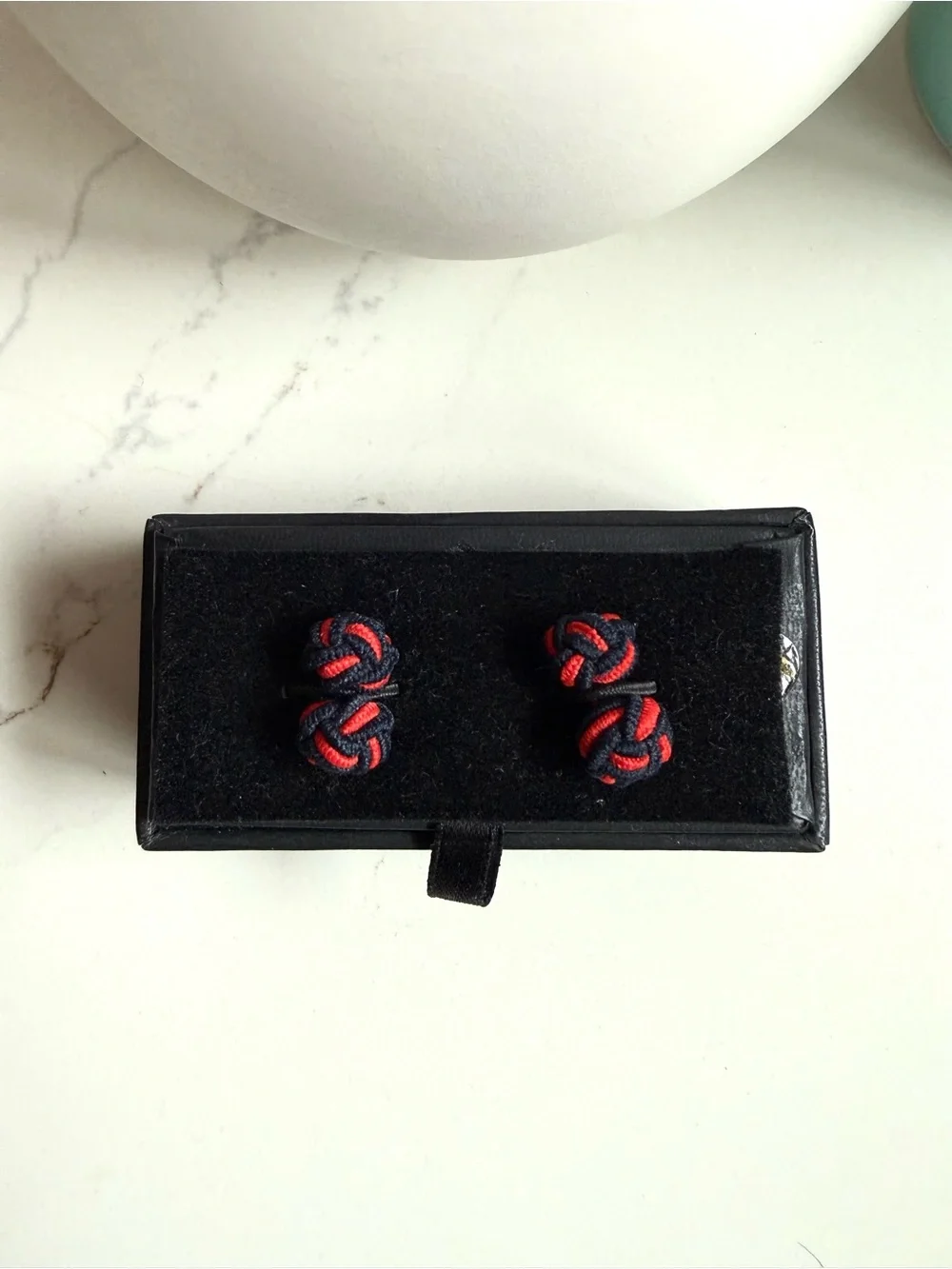 Navy & Red Knot Cufflinks - Classic Tuxedo/Formal Accessory